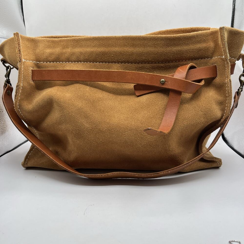 Parker Thatch Belted Mimi Shoulder Bag Brown Caramel Suede Leather REPAIR NEEDS